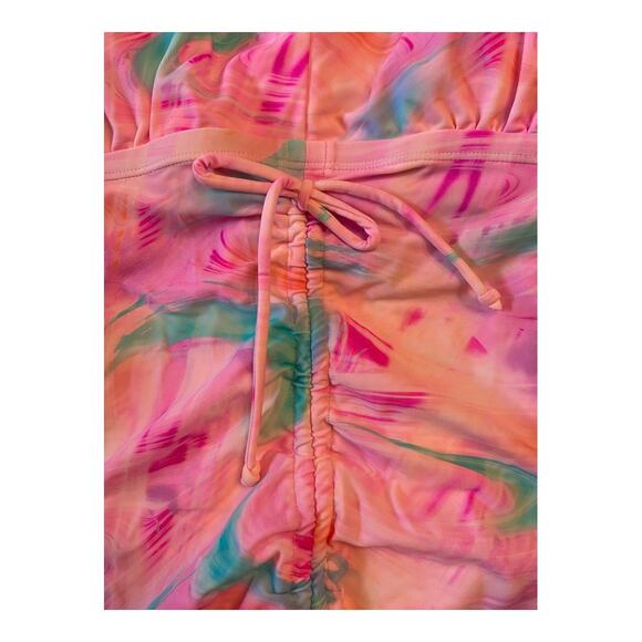 California Waves Trendy Tie-Dye Drawstring Tankini Top Multi Pink Size 20/22 - Picture 6 of 10